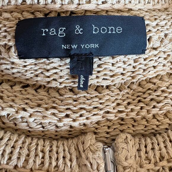 rag & bone Cardigan - Shag Loop Crop - Khaki Boho Knit - Designer - Size L - Picture 4 of 6